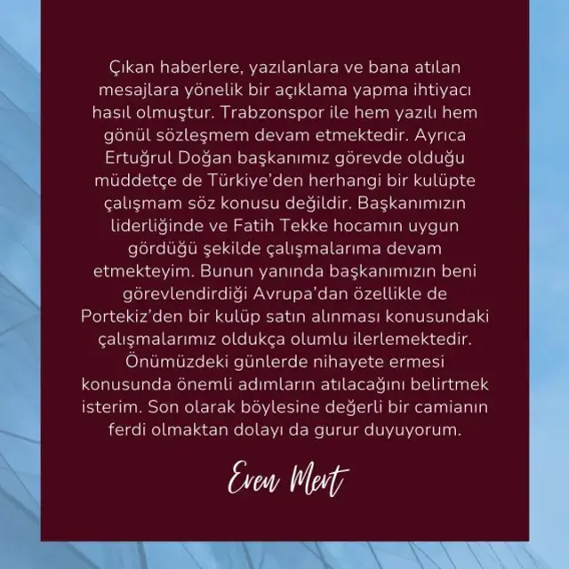 Eren Mert'ten 'Galatasaray'a gidiyor'' iddialarına cevap Eren Mert'ten 'Galatasaray'a gidiyor'' iddialarına cevap